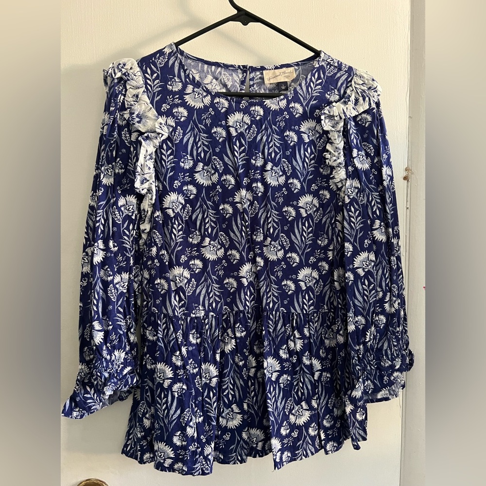 Blue Floral Peplum top